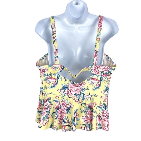Torrid Peplum Midkini Swim Top Flamingo Floral Tie Front Underwire Women Size 1S - Picture 5 of 7